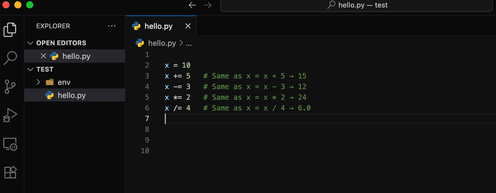 VS Code showing variable value updates